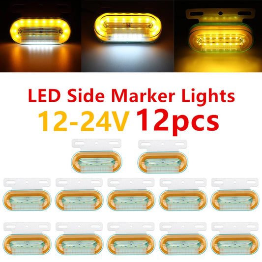 12PCS 12V 24V Truck Side Marker External Signal Indicator