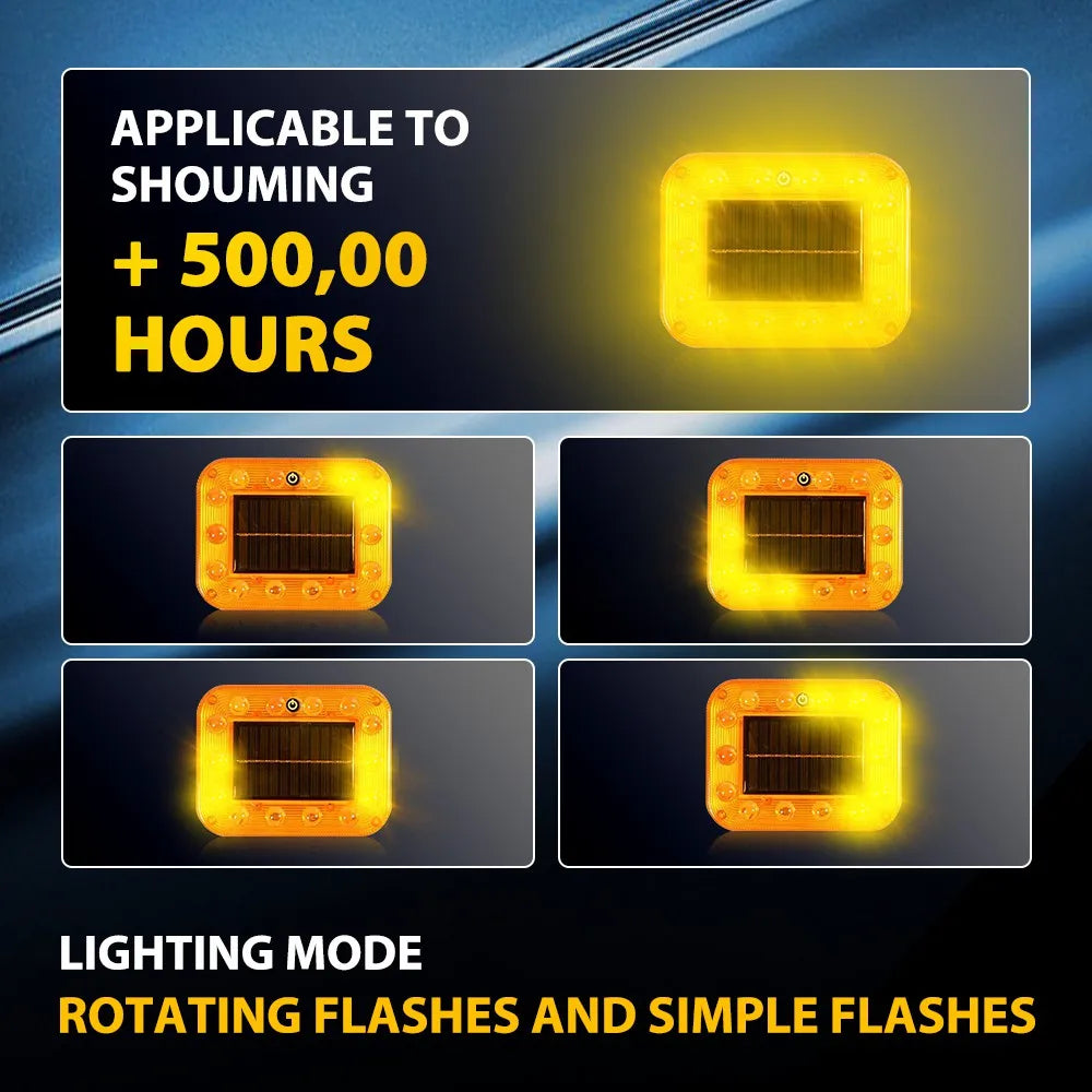 For All 2PCS Amber Solar Energy Magnetic Strobe Flashing Trucks
