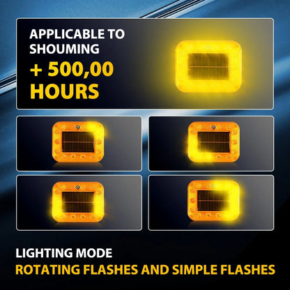 For All 2PCS Amber Solar Energy Magnetic Strobe Flashing Trucks