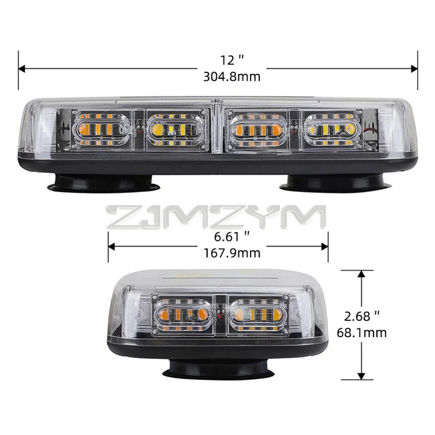 For 12V 24V 36W Roof Strobe 48 Emergency Safety Hazard Warning