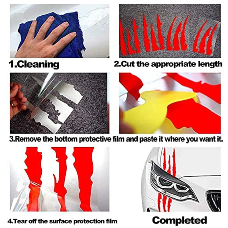 For Most 1PCS Claw Marks Headlight Decal Sticker Monster Stripes