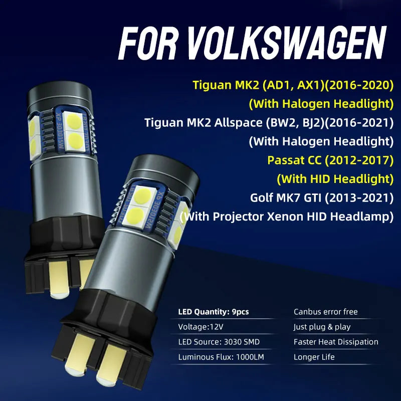 For Volkswagen Tiguan MK2 2 Passat 2PCS Blub Daytime Running Drl