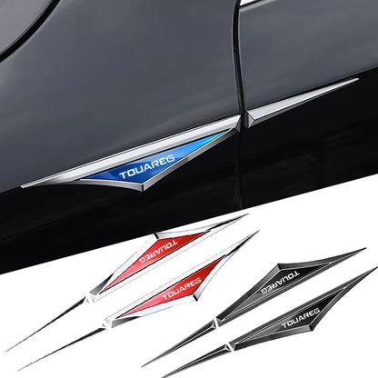 For Volkswagen VW Touareg 3D Alloy 2PCS Knife Emblem Body Side