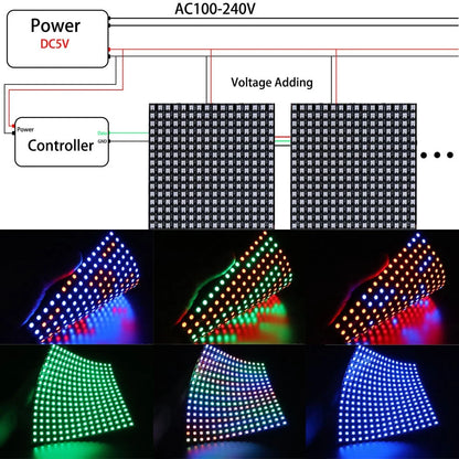 3PCS ws2812b RGB Flexible 8X8 16X16 8X32 Pixel Panel