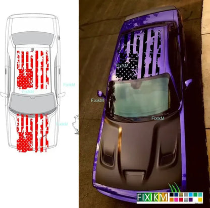 For Hood Or Roof Any Custom Large American Flag Vinyl Decal