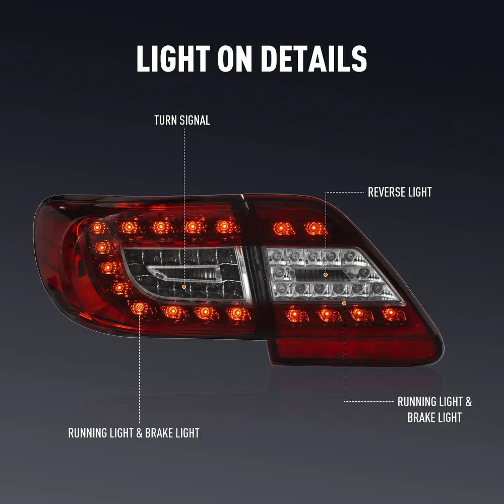 For Toyota Corolla 2011-2013 Drl Reverse Pair Tail Brake Turning