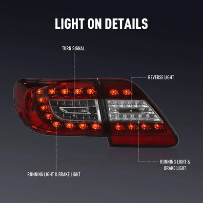 For Toyota Corolla 2011-2013 Drl Reverse Pair Tail Brake Turning