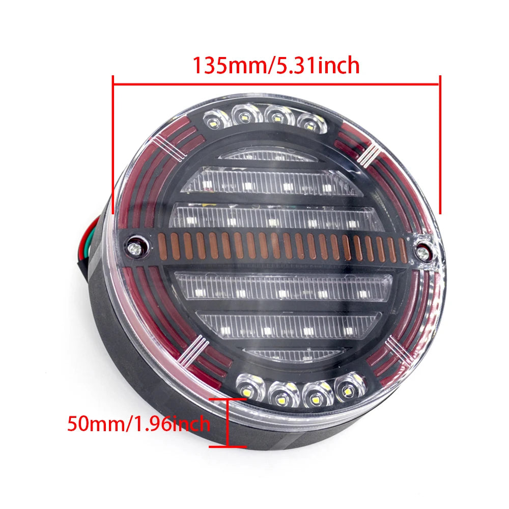 2PCS 5.3 Round Trailer Tail Brake Drl Flow Turn