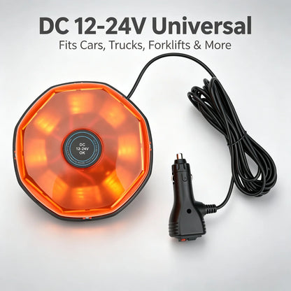 12v24v Amber Warning Beacon Magnetic Roof Mount Strobe Flashlight
