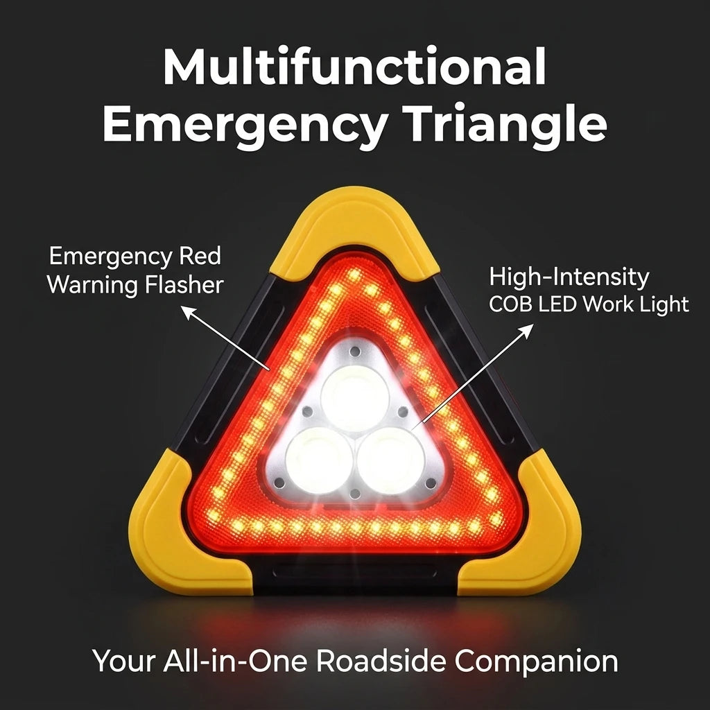 Emergency Warning Triangle Solar Powered Reflective Sign