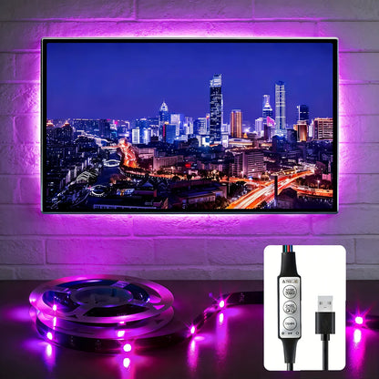 For Tv 3-Key Controller Flexible LED 1-5m RGB Strip Music Sync