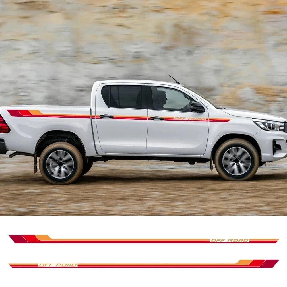 For Toyota Hilux MK8 2PCS Body Side Sticker Racing Stripes Trims