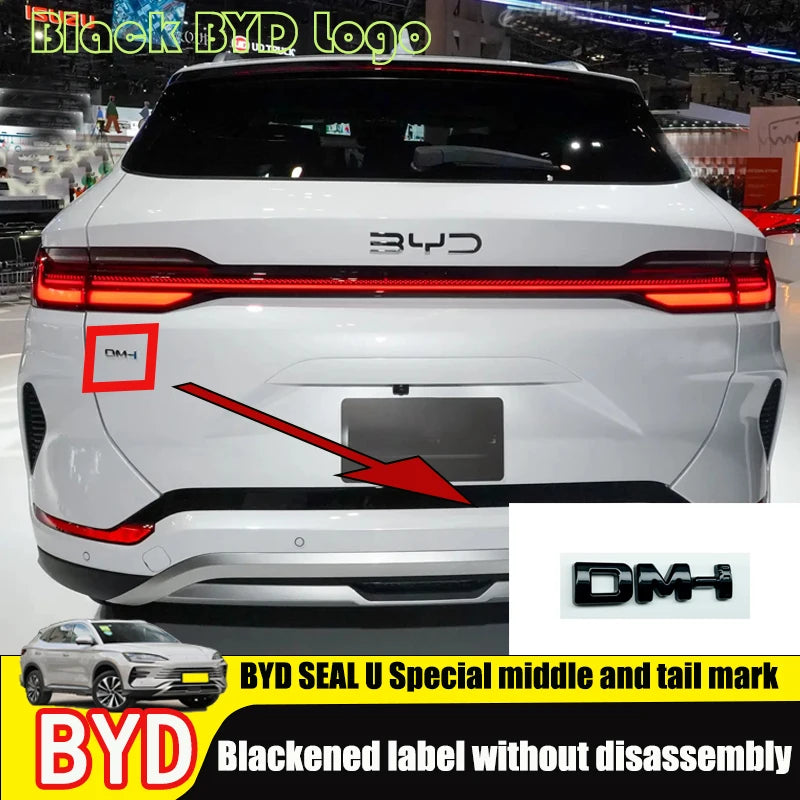 For BYD Seal U Black Front Emblem Rear Badge Black Warrior