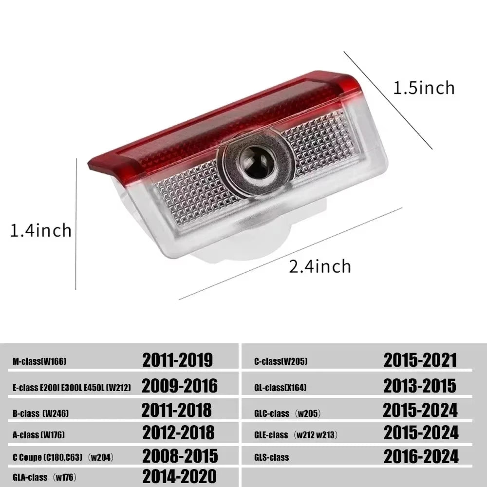 For Mercedes Benz Amg A B 2PCS Door Projector Lamps C M Ml Gla
