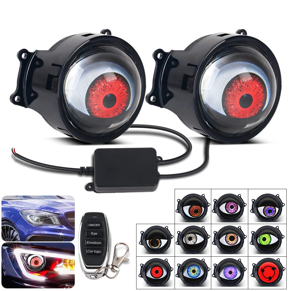 Cool Decoration Dynamic LED Car Headlights Devil Eye LED Car Light Headlight Assembly Modified Eagle Eye Light Cars Acce