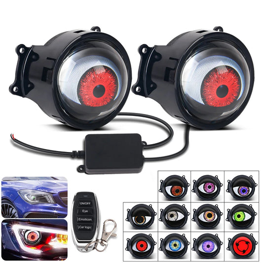 Cool Decoration Dynamic LED Car Headlights Devil Eye LED Car Light Headlight Assembly Modified Eagle Eye Light Cars Acce