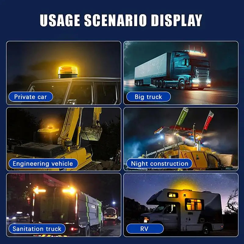Solar Magnetic Warning Truck Wireless Strobe Beacon Flashlight