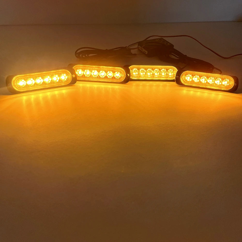 Set Blue Strobe Grille Emergency Flashing Signal Red Yellow