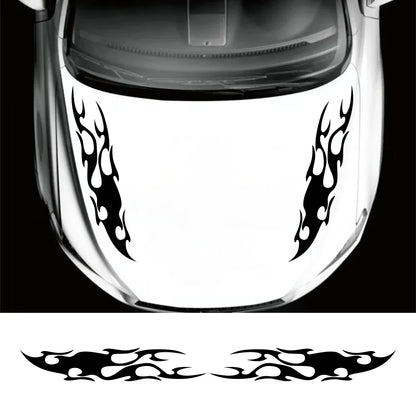 2PCS Flame Design Engine Hood Stickers Racing Sport Vinyl