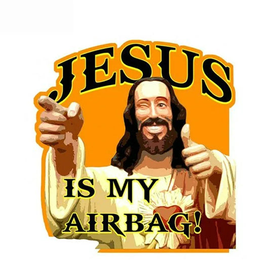 Personality Jesus Is My Airbag Sticker Waterproof Laptop Suitcase