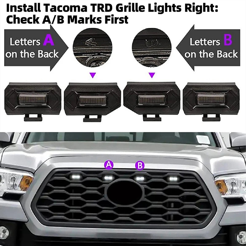 For Toyota Tacoma Raptor Trd Off 4PCS Front Grill Brightness