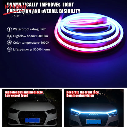 Dynamic Scan RGB Hood Strip Daytime Running Drl Flexible