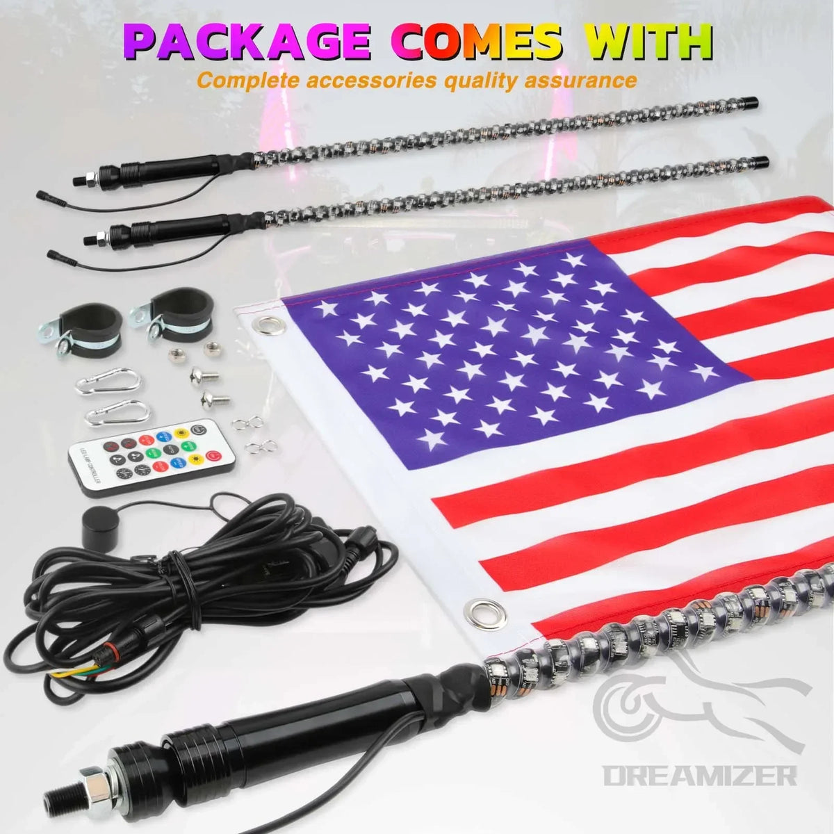 3FT Whip RGB Waterproof Bendable Remote APP Music Control