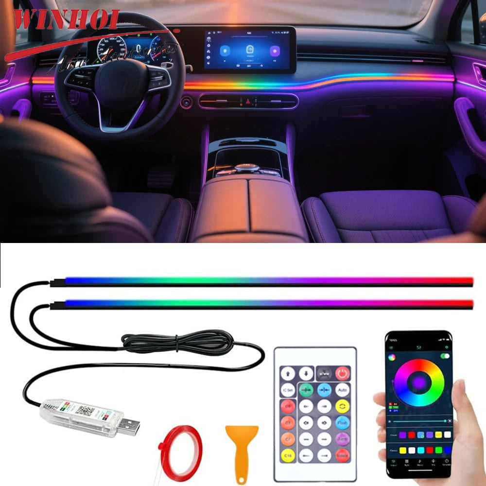 RGB Interior Ambient USB Neon Atmosphere Strip Dashboard Bar