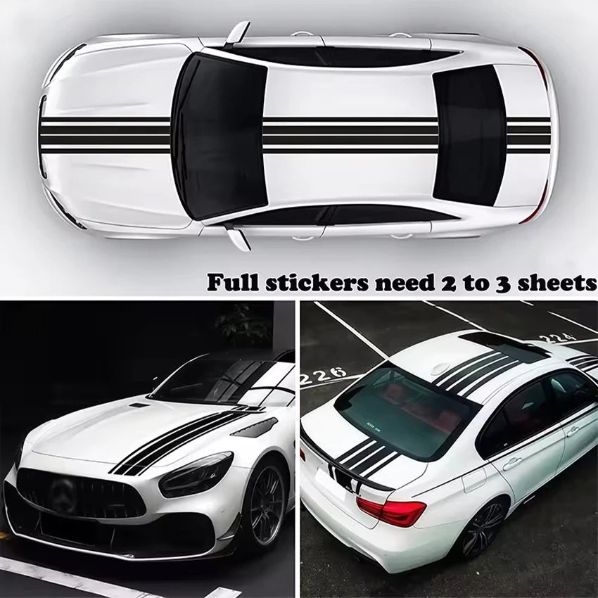 For Diy Auto Hoods Stripe Decals Waterproof Stickers Durable