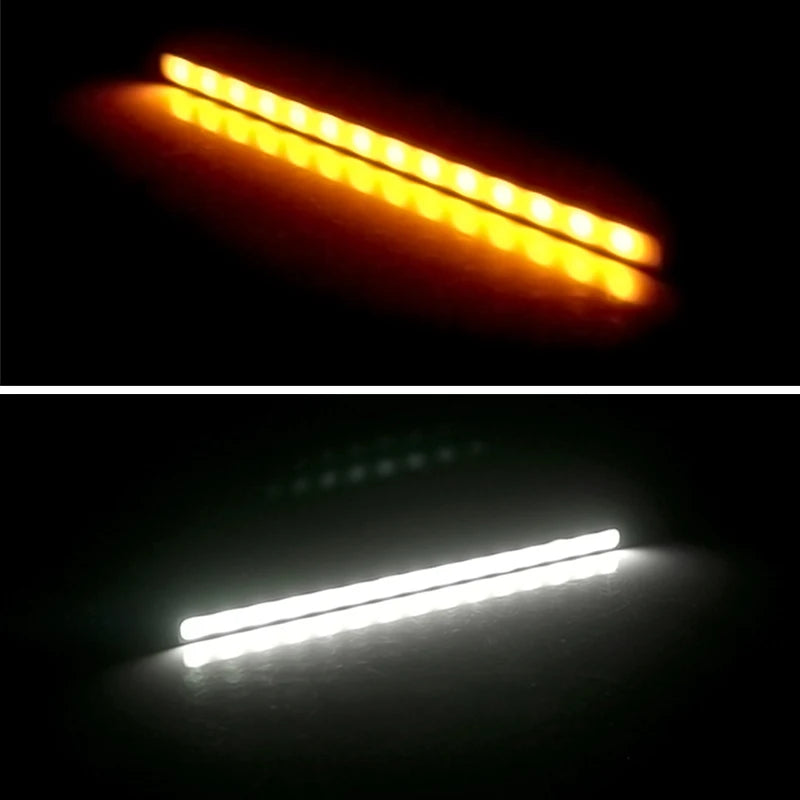 2PCS slim-fit White Amber Sequential Blink Switchback Daytime