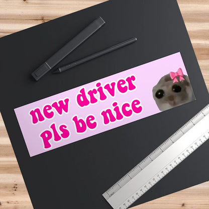 Sad Cat Bestie Driver Please Be Nice Sticker Funny