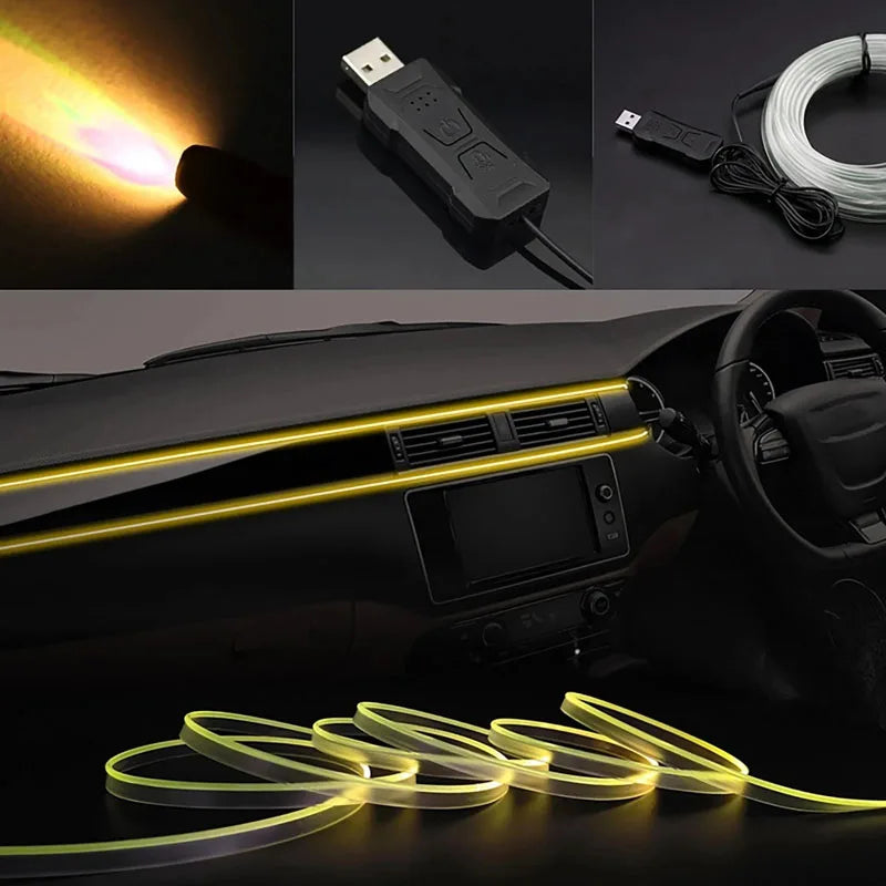 Interior Atmosphere RGB Strip Neon Invisible USB Fiber Optic