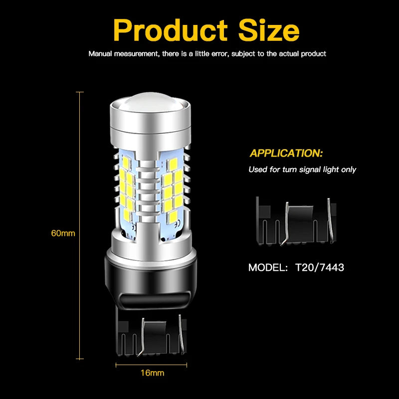 2PCS 30-smd T20 7440 W21W W21 5W 7443 Bulbs