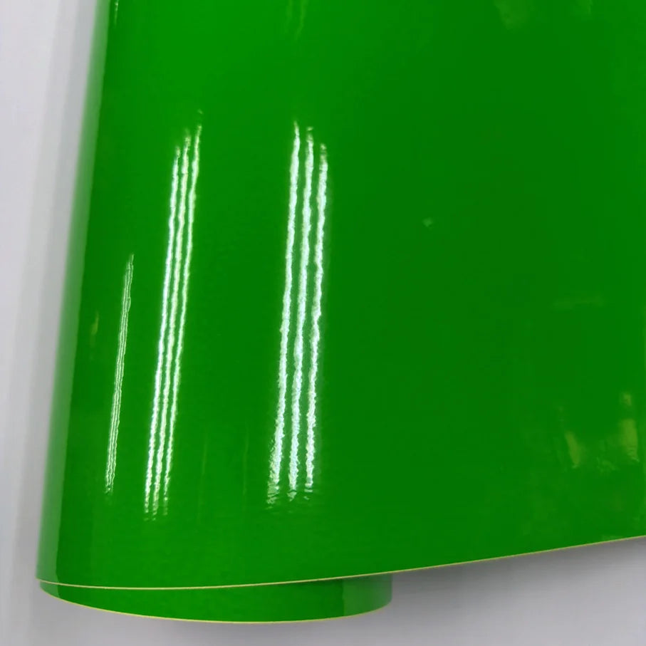 Sizes Glossy Green Fluorescent Vinyl Sticker Wrap Self Adhesive