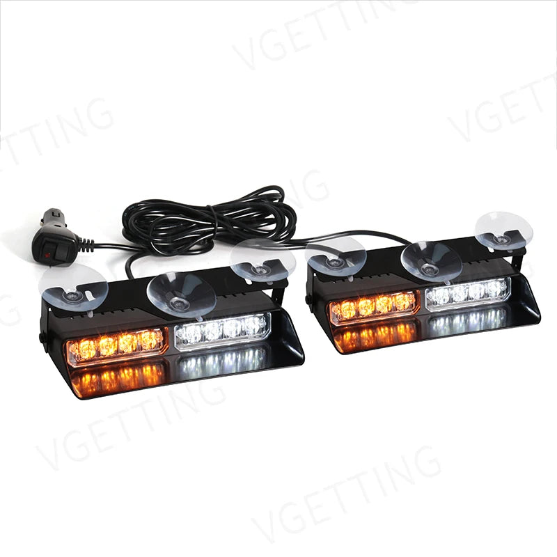 For Flash Warning Lamp Windshield Bar 2-in-1 Front Strobe Beads