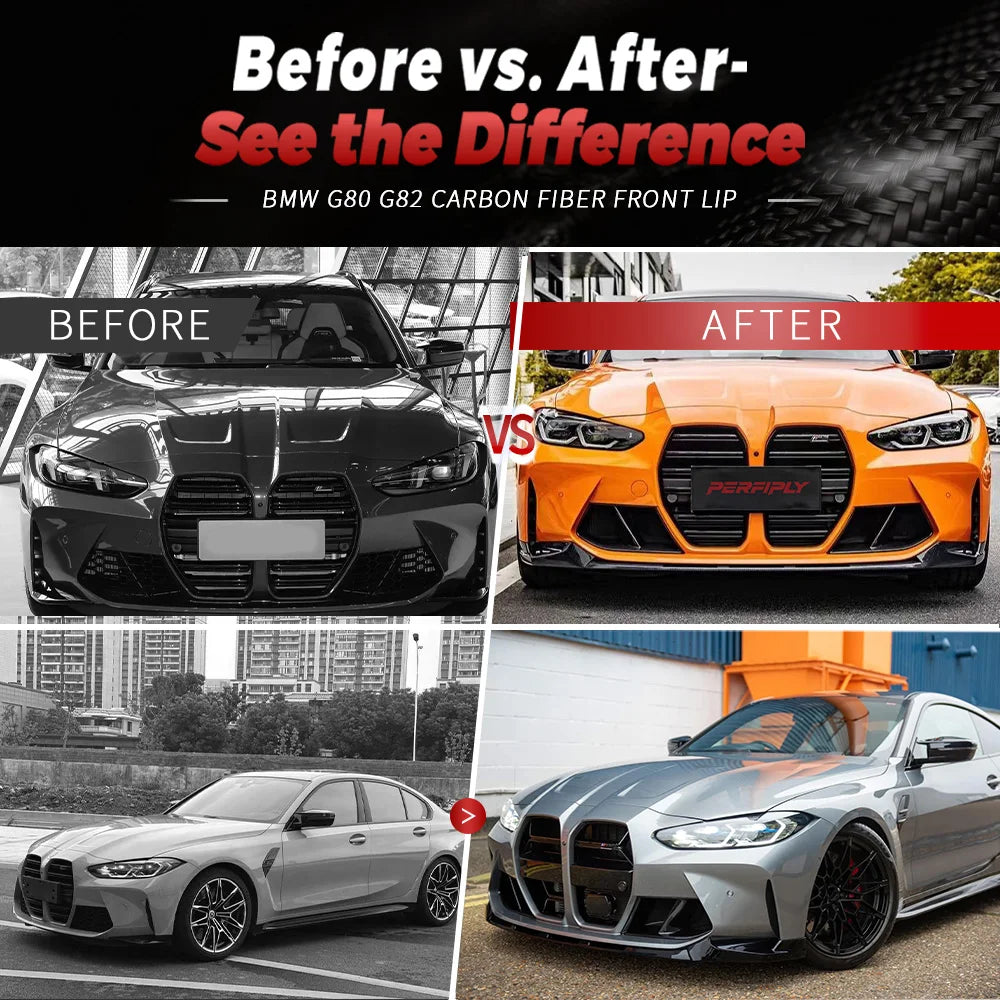 For BMW G80 G81 G82 G83 Real Dry Carbon Fiber Front Lip Splitter