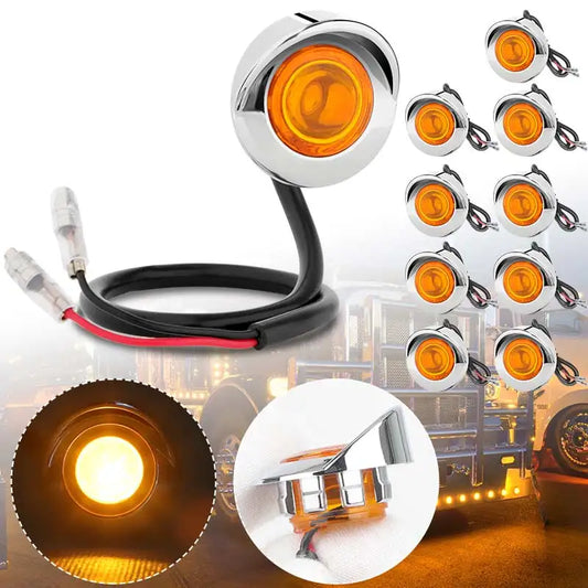 For Volvo Scania Benz Trailer Truck Chrome Side Marker 12V 24V