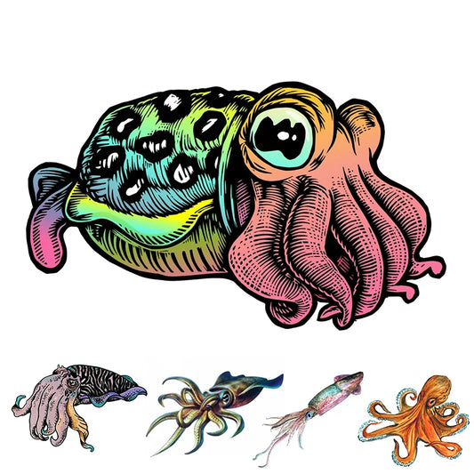 self-adhesive Decal Cuttlefish Sticker Waterproof Decors On