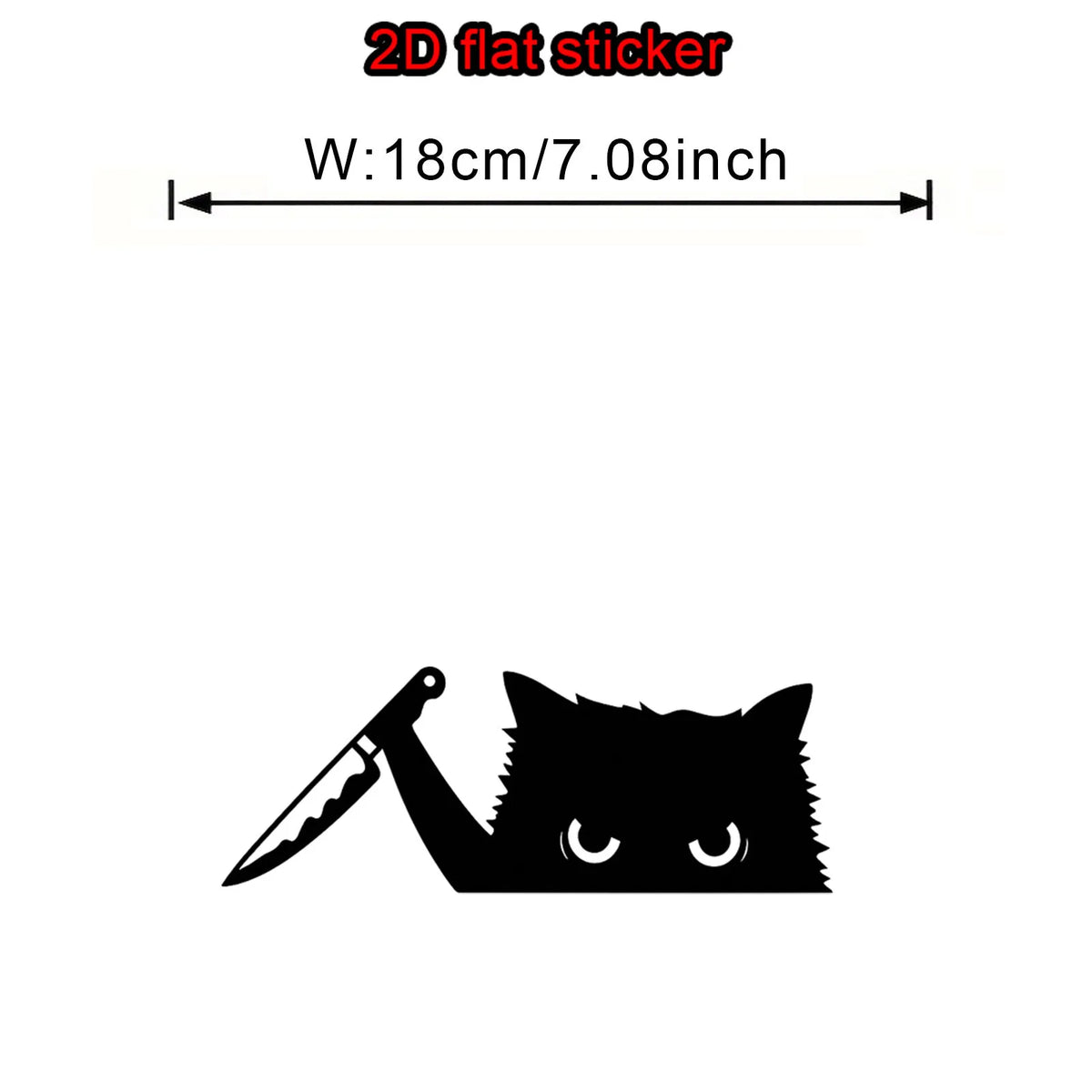 1PC 2D Flat Cat Holding A Knife Peeking Vinyl