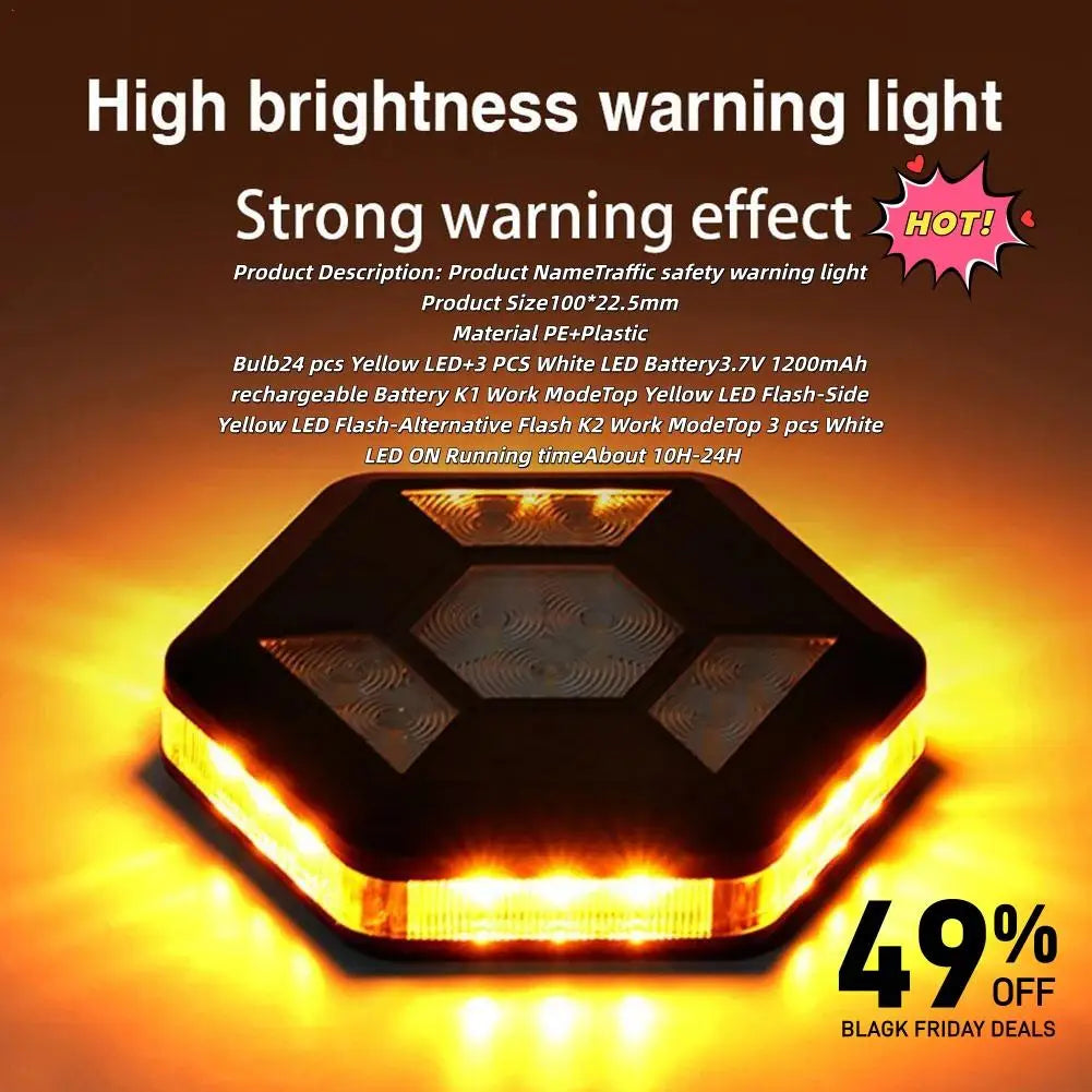 Magnetic Warning Rotating Flashing Rechargeable Yellow Traffic