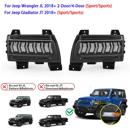 For Jeep Wrangler Jl 2018-2019 2PCS Fender Marker Dynamic Turn