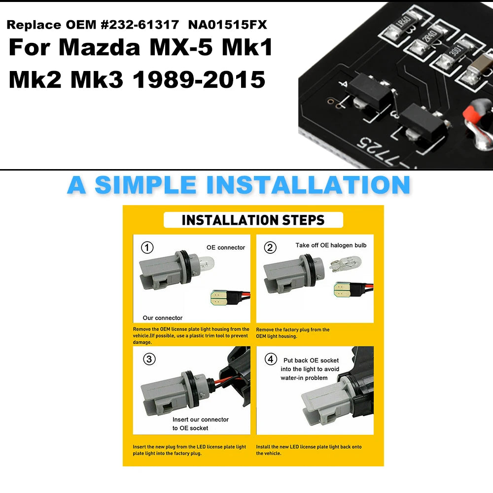For Mazda MX-5 MK1 MK2 MK3 2PCS Ijdm Front Side Marker Turn