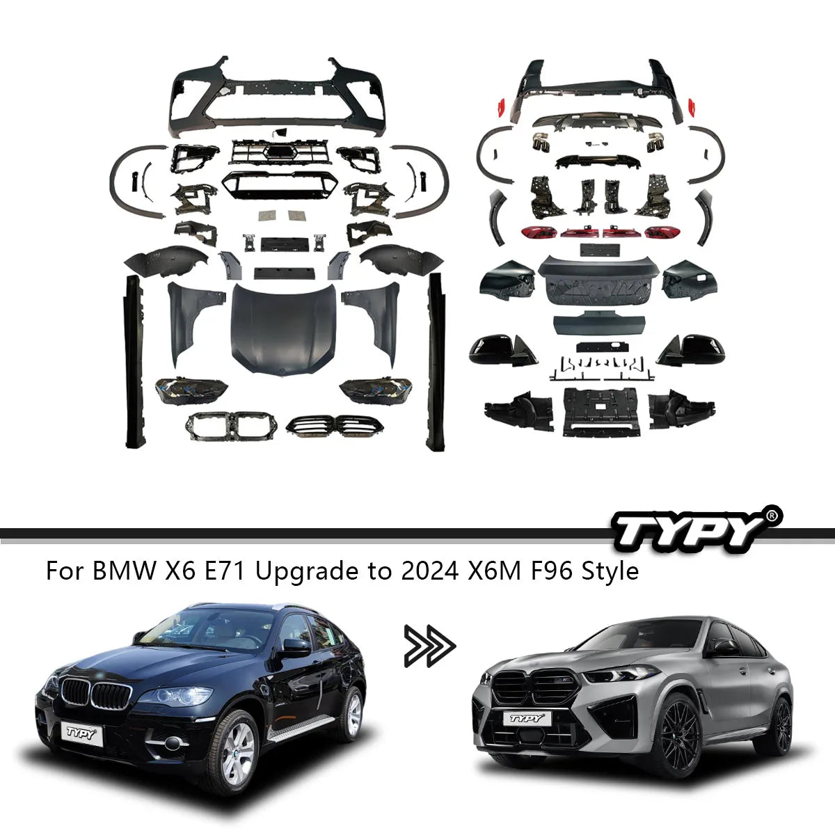 For BMW X6 E71 2007-2014 Upgrade Typy Body Kit X6M F96 Bumper