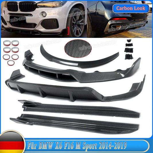 For 2014-19 BMW X6 F16 Front Body Aero Kit Lip Rear Diffuser