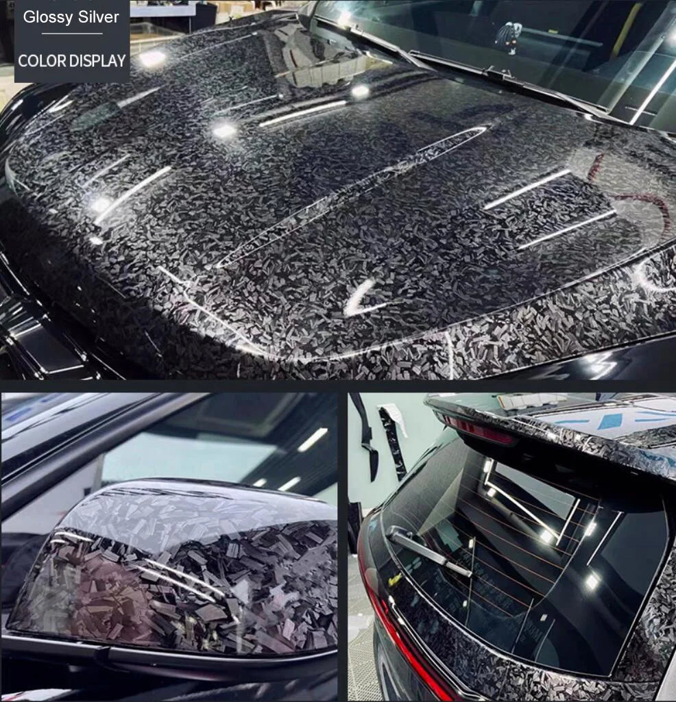 Glossy Laser Forged Carbon Fiber Vinyl Wrap Self Adhesive