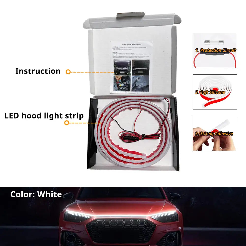 Inch White Dynamic Scan Truck Hood Strip Waterproof Silicone