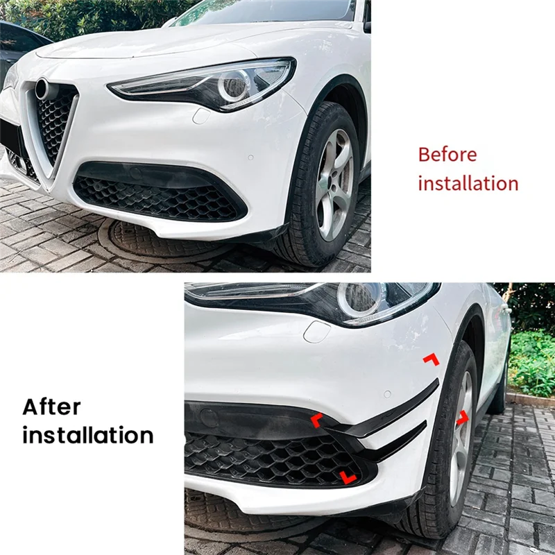 For Alfa Romeo Stelvio 2017+ Glossy Front Bumper Spoiler