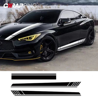 For BMW Mazda 2PCS Stickers Engine Hood Waist Sides Vinyl Wrap