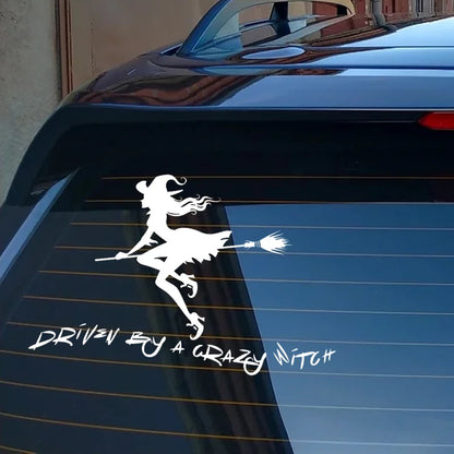 30534 Driven By A Crazy Witch Sticker Vinyl Decal