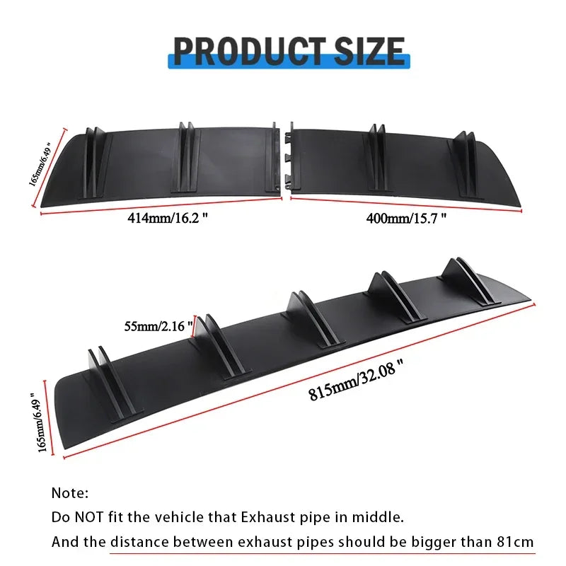 For Renault Espace Shark Fin Rear Diffuser Split Chassis Spoiler